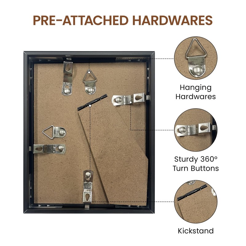 Heimlove 4x5 Metal Picture Frame,Black Aluminum Photo Frames-Real Tempered Glass,Tabletop