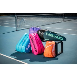 Bolsa para raquetas de tenis HEAD Tour M (6R) - Capacidad para hasta 6 raquetas, Tecnología de control climático CCT+, 2 compartimentos principales, bolsillo para zapatos y sistema de transporte tipo