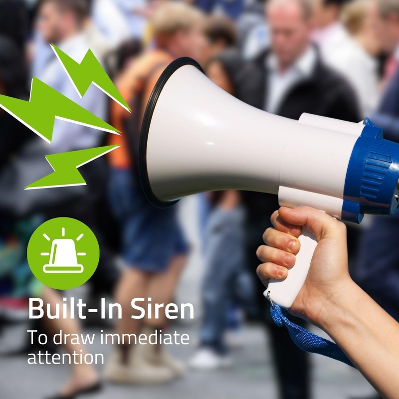 NEDIS 10W Megaphone, 250m Range with Built-in Microphone, Siren, Adjustable