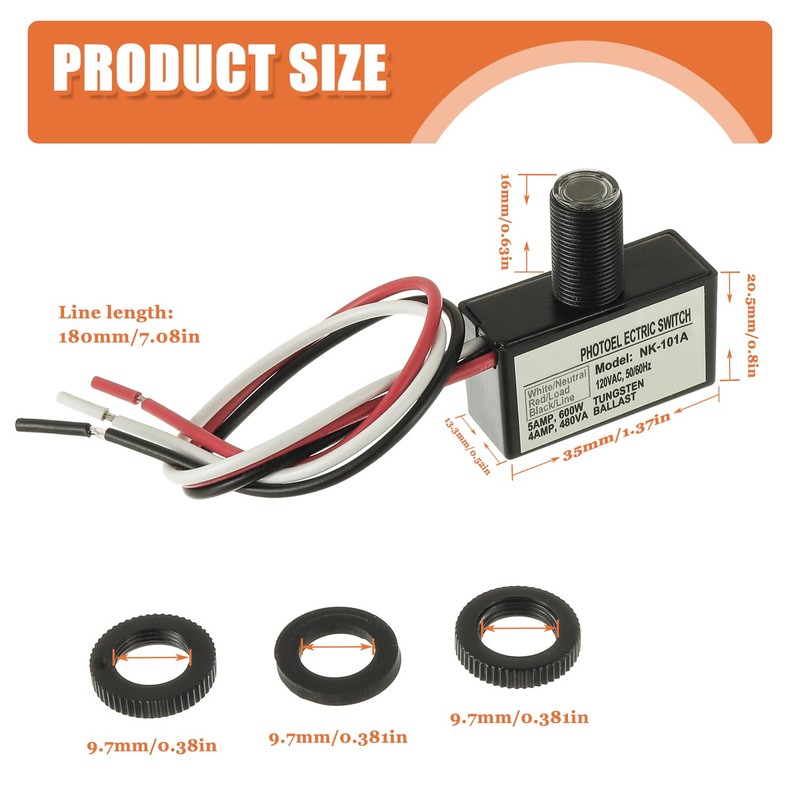 JAMHER 5 Pack 105V-130V AC Photocell Light Sensor Light Control
