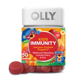 OLLY Kids Immunity Gummy, Immune Support, Wellmune, Elderberry, Vitamin C, Zinc, Chewable Supplement, Cherry - 50 Count