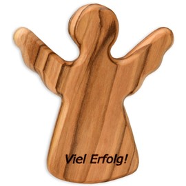Kassis Geschenkartikel Olive Wood Guardian Angel - Handmade Angel Figurine from Bethlehem - Guardian Angel Lucky Charm - (Good Luck) - (Pack of 1)