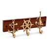 NKlaus Maritime Key Holder Brass on Wood Anchor, Steering Wheel,