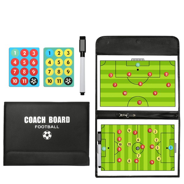 RoseFlower Football Tactic Board Football Coach Magnetic Board Portable Training Strategy for Football Competition Training (Size: 53 cm x 31 cm)