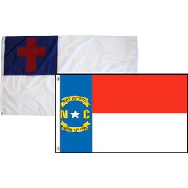 2X3 Christian Christ & State North Carolina 2 Pack Super Polyester Nylon Flag 2X3 ft House Banner Grommets Double Stitched Fade Resistant Premium Quality