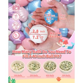 GOGOSO Ball Pit Balls with Star Heart Shell Shapes, Cute Plastic Toy Balls for Baby Toddlers Kids Birthday Party,Play Room, Pool Water Toys,100pcs Pearl Cream Mermaid