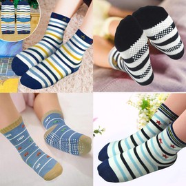 Toddler Socks Kids Non Slip Socks for Boys Girls 12 Pairs Tphon Baby Socks With Grips for 1-3 Years Children