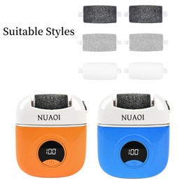Nuaoi Foot File Callus Remover 6 PCS Replacement Roller Head for Electric Callus Remover for Feet, 2xExtra Coarse Refill Rollers, 2xRegular Coarse Refill Rollers, 2xFine Coarse Refill Rollers