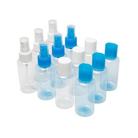 Flents Travel Silicone Bottles for Shampoo, Conditioner or Lotion, TSA Approved, Durable and Refillable, 12 Pack, 3 fl oz, Colors May Vary