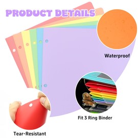 12 Pack Plastic 3 Hole Punch Folders with 2 Pockets, File Folders with Pockets, 3 Hole Pocket Folders for Students, Teachers, Office Staff