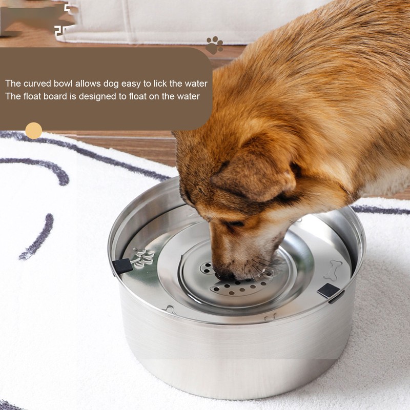 Dog Water Bowl Dispenser 304 Stainless Steel Spill Proof 3L