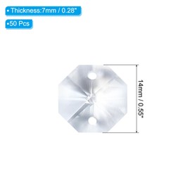 PATIKIL K9 Crystal Octagon Beads with 2 Holes Pendants, 100 Pack 14mm Chandelier Prisms Parts Ornaments Hanging Beads for DIY Arts Crafts Decoration, Clear