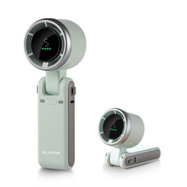 VLAIAN Portable Handheld Turbo Fans,5 Speed Mini Fan，3600mAh Usb Rechargeable Personal Fans,180 Foldable 3 in 1 Neck Small Fan with Digital Display for Travel/Camping/Gym/Office(Green)