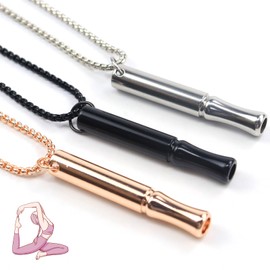 SENLINLIN Relieving Stress Relief Breathlace, 3PCS Calming Breathing Necklace, Stress Anxiety Relief Chain, Portable Stainless Steel Whistle Breathing Necklace for Breathing Exercises, Meditation