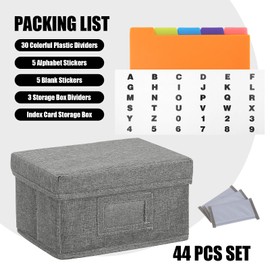 Qozary Index Card Holder 4x6 - Index Card Box With Dividers, Index Card Organizer Case, Foldable Flash Card Holder, 1000+ Card Capacity Box With Lid