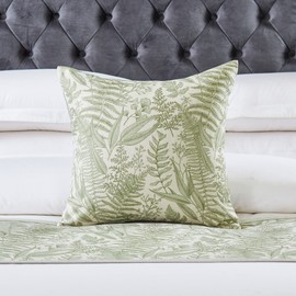 OSVINO Floral Bed Scarf 100% Microfiber Elegant Fade Resistant Bed Runner Bedspread Slipcover Bedding Decor for Wedding Room Bedroom, Green, 2 Pillowcases