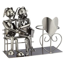Cepewa Metal Wedding Couple Bottle Holder Wedding Gift for Bottles Size Approx. 19.5 cm