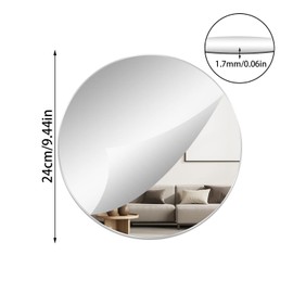DARENYI 2Pcs 9.44" Round Wall Mirror Tile, Self Adhesive Non Glass Sticker, Acrylic Sheet Disc, High Clear Circle Decorative for Bathroom, Bedroom, Door