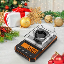 Criacr Digital Pocket Scale, 50g/0.001g Milligram Scale, Portable Jewelry Scale with 50g Calibration Weights and Tweezers, 6 Units, Tare Function, Potable Smart Scale with LCD Backlit, Orange