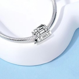 PHCLASY 2025 Heart Charm Pendant Compatibility for Bracelet Graduation Charm Women, Cubic Zirconia