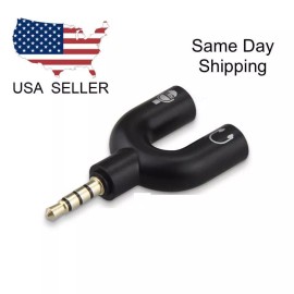 Unbranded 3.5mm Stereo Audio Male to 2 Female Headphone/Mic U Splitter Cable Adapter New