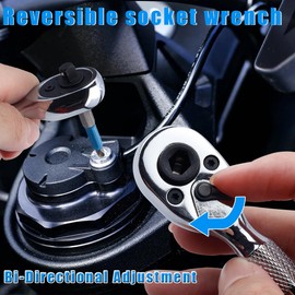 Eyech 1/4" Drive Mini Ratchet Wrench, 2 in 1 Stubby Socket Ratchet & Bit Driver, 72 Tooth Reversible Ratchet for Tight Spaces