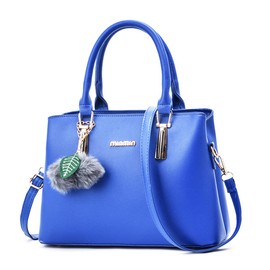 Dreubea Bolso bandolera de piel para mujer, Azul Royal, L