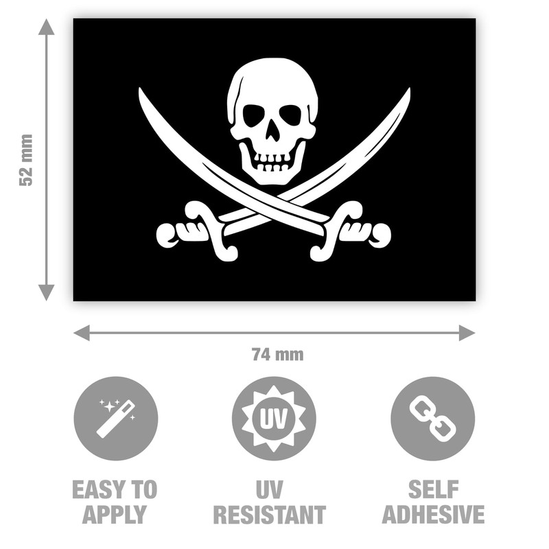 Pack of 10 Pirate Flag Stickers Jolly Roger Sticker 7.4