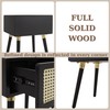 Bme Nipe Black Solid Wood Rattan Nightstand Fully Assembled, Woven