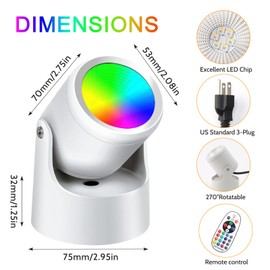 Petyoung 2 Pack LED Spot Lights, 6W RGBW Uplighting Indoor, 12 Colors 4 Modes, Spot Lights Indoor with Remote, Accent Flood Light for Art Picture Plant Uplighting Home Decor