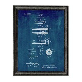 Duck Call Patent Art Midnight Blue Print in a Black Wood Frame (11" x 14") M10296