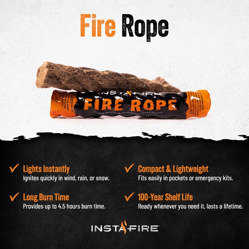 InstaFire Tactical Fire Starting Kit (Includes Rechargeable Lighter, Ferro Rod,