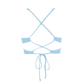 ZAFUL Women's Adjustable Lace-up Bikini Top Push Up Padded Swimsuit Tops Scoop Neck Light Blue 2XL