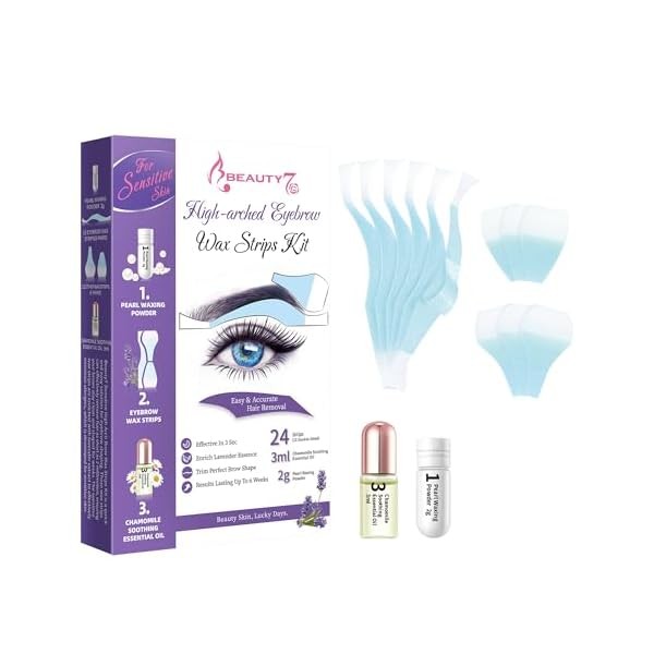 Beauty7 Sensitive High Arched Eyebrow Wax Strips Kit Eyebrow Waxing