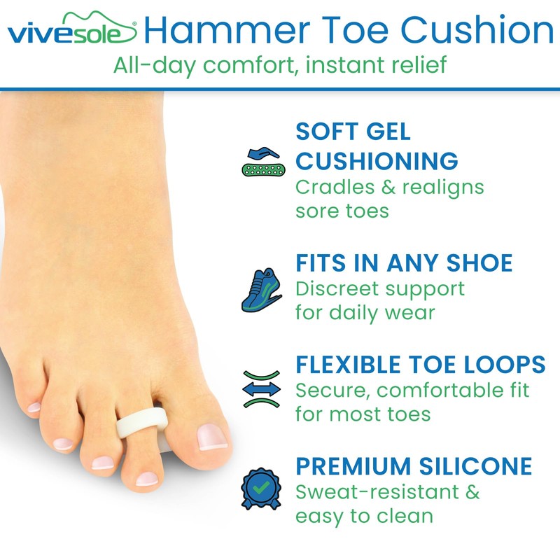 VIVEsole Hammer Toe Crest Cushion & Buttress Pad - Reduces
