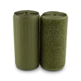 Cinta de gancho y bucle de 4 pulgadas de ancho, no adhesiva de 1 yarda de largo, de nailon oliva, juego de cierres de tela para bolsas de forma militar, ropa, zapatos, mochilas, manualidades