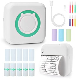 mini printer, mini photo printer, portable printer inkless, inkless sticker printer, pocket printer, mini pocket sticker printer Compatible with iOS and Android for Study Notes, Memo, Photos - pink