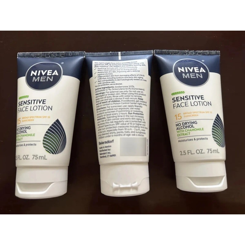 Paquete 3 Loción Facial Nivea Men Sensitive Fps 15 75ml