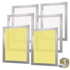 Happybuy Screen Printing Kit, 6 Aluminum Silk Screen Frames, 20x24in, 110 Mesh Count, High-Tension Nylon & Sealing Tape for DIY T-Shirt Printing
