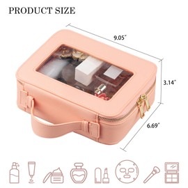 Ebbniur Clear Makeup Bag Travel Cosmetic Case Makeup Bag Organizer Cute Toiletry Bag Leather Car Organizer Car Accessories for Women (Pink)