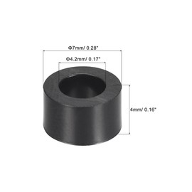 sourcing map ABS Round Spacer Washer ID 4.2mm OD 7mm L 4mm Plastic Standoff for 3D Printer TV Wall Mounting Electrical Outlet, Black, 100Pcs