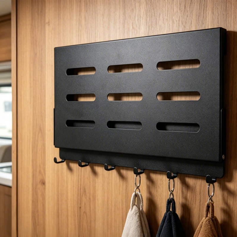 OPSELU Small Folding Metal Shelf with Hooks, Fold-up Wall Shelf,