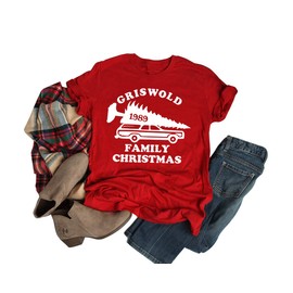Christmas Vacation Shirt Women Griswold Family Shirts for Womens Santa Tees (XL, Red3)