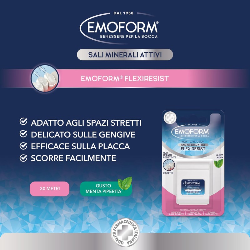 Emoform Flexireis Waxed Floss Treated with Mineral Salts & Mint