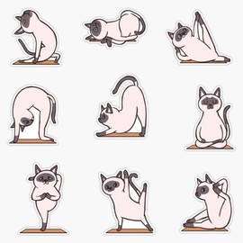 Siamese Cat Yoga Waterproof Vinyl Window Bumper Sticker Decal 5"