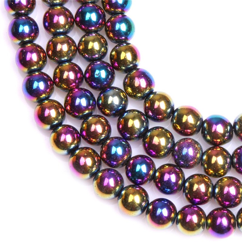 Synthetic Round Multicolor Hematite Gemstone DIY Jewelry Making Loose Beads