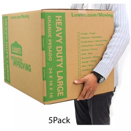 Classic 5 Pack Large Heavy Duty Cardboard Boxes 24" x 18" Moving Plain Shipping Packing