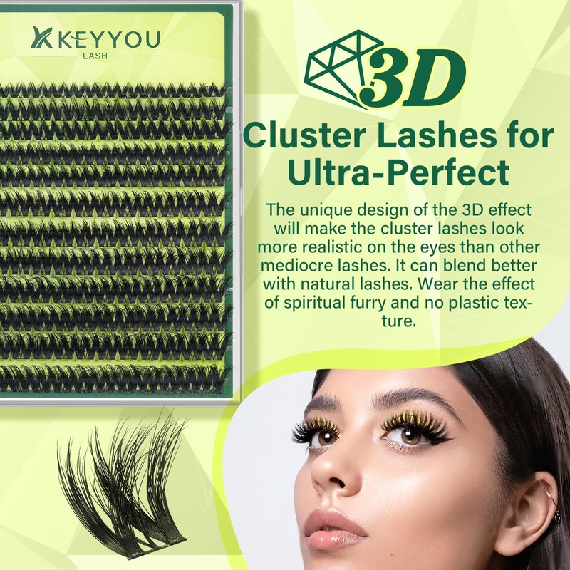 KEYYOU Lash Clusters 3D Effect Volume Eyelash Clusters Flaunt Style