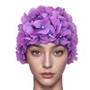 Medifier Women's Vintage Floral Leaf Retro Swimming Cap, purple