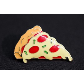 Miniblings Pizza Enamelled Brooch Metal Enamel Fast Food Restaurant – Handmade Fashion Jewellery I Lapel Pin Button Pins, Enamel, Without Stone